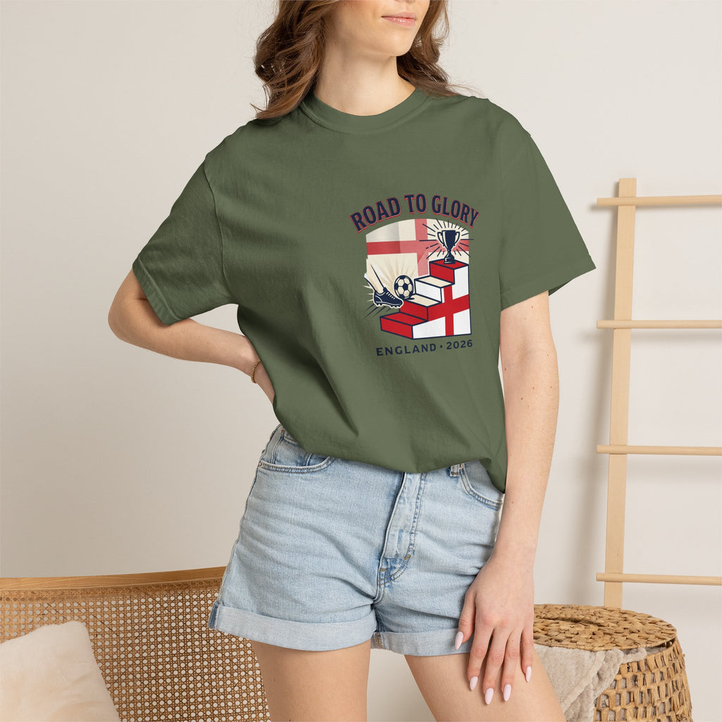 Road to Glory England 2026 Soccer Crest T-Shirt | Football Graphic Tee