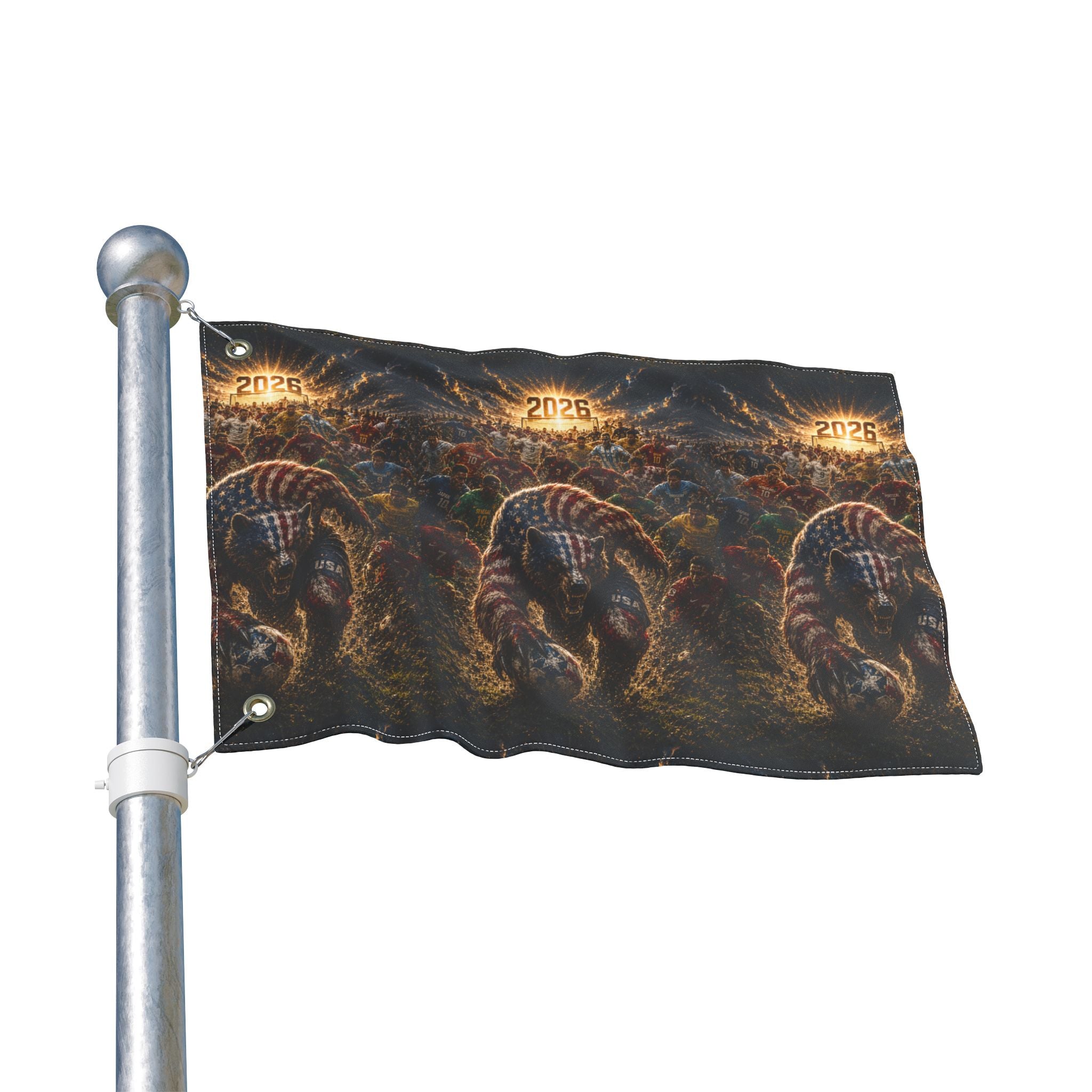 2026 USA Bear Soccer Double-Sided Flag — Patriotic Sports Garden Banner
