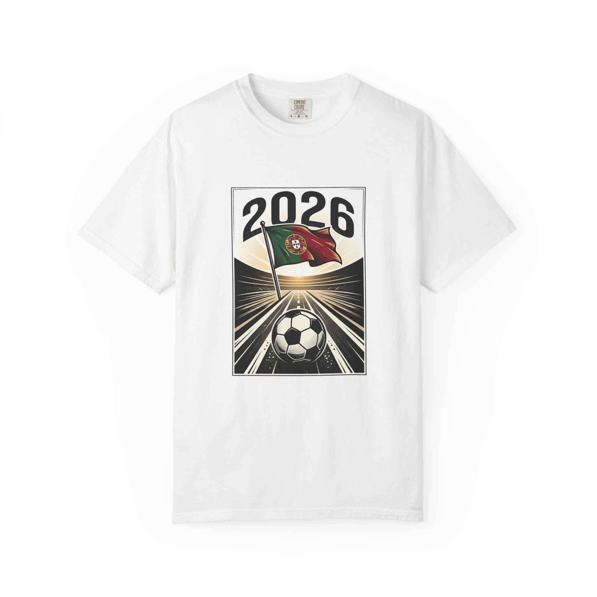 2026 Portugal Flag Soccer Ball T-Shirt | Football World Cup Retro Poster