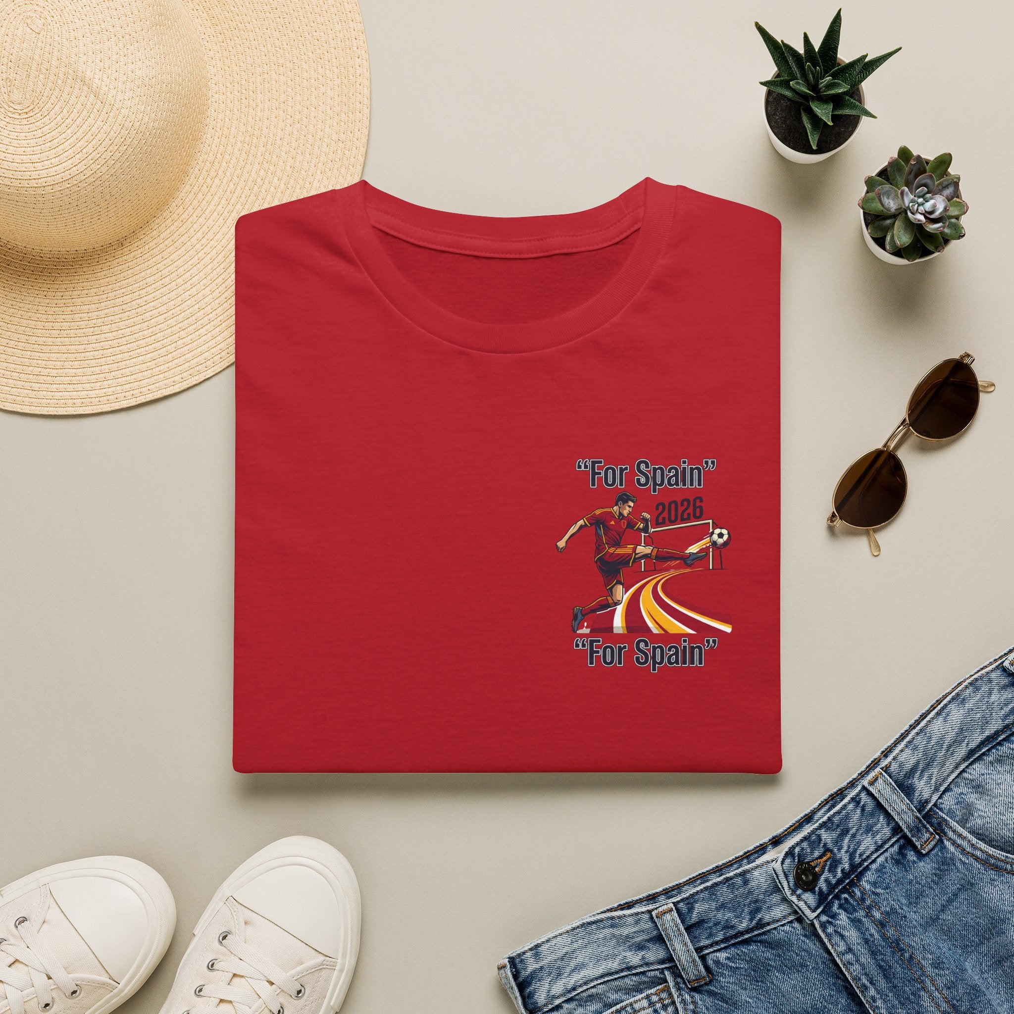 "For Spain" 2026 Soccer Player T-Shirt | Spanish Flag Stripes