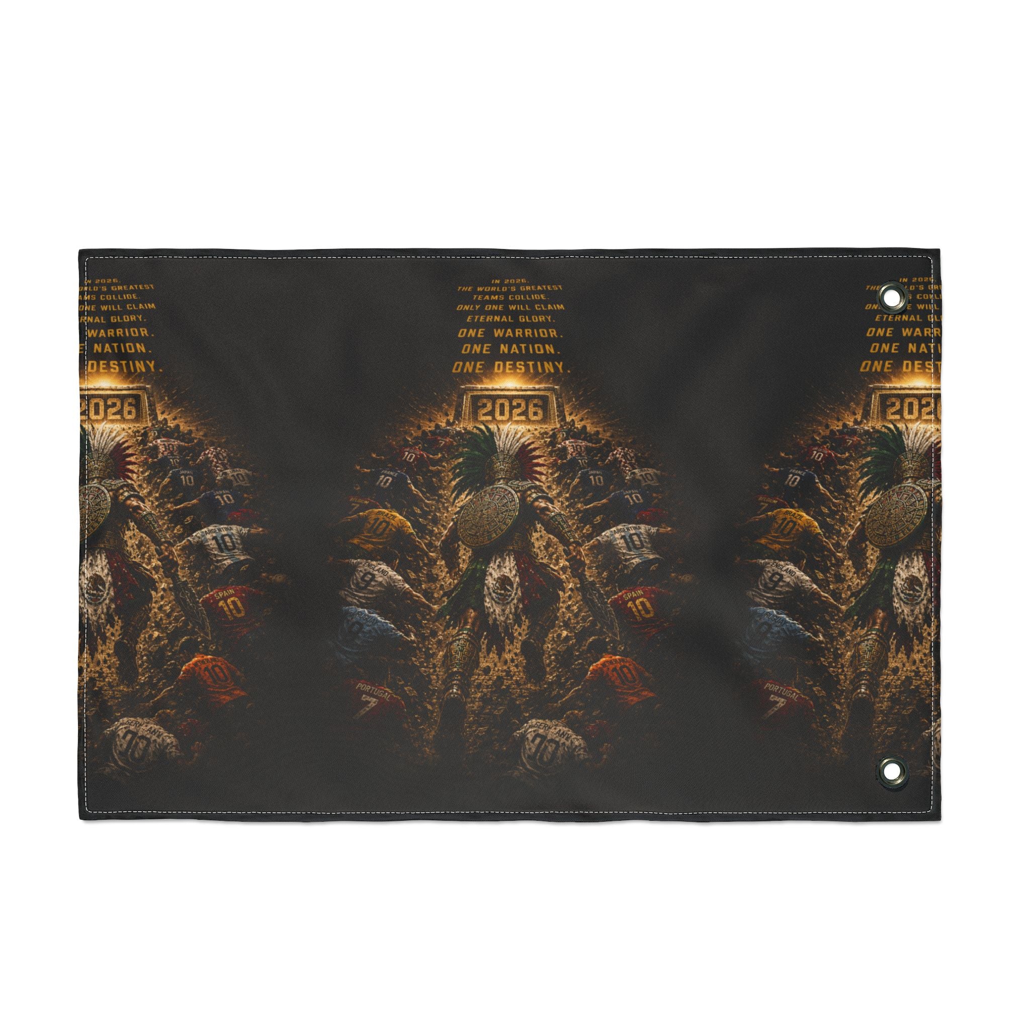 Aztec Warrior Double-Sided Decorative Flag — 'One Warrior, One Nation' 2026 Tribal Art