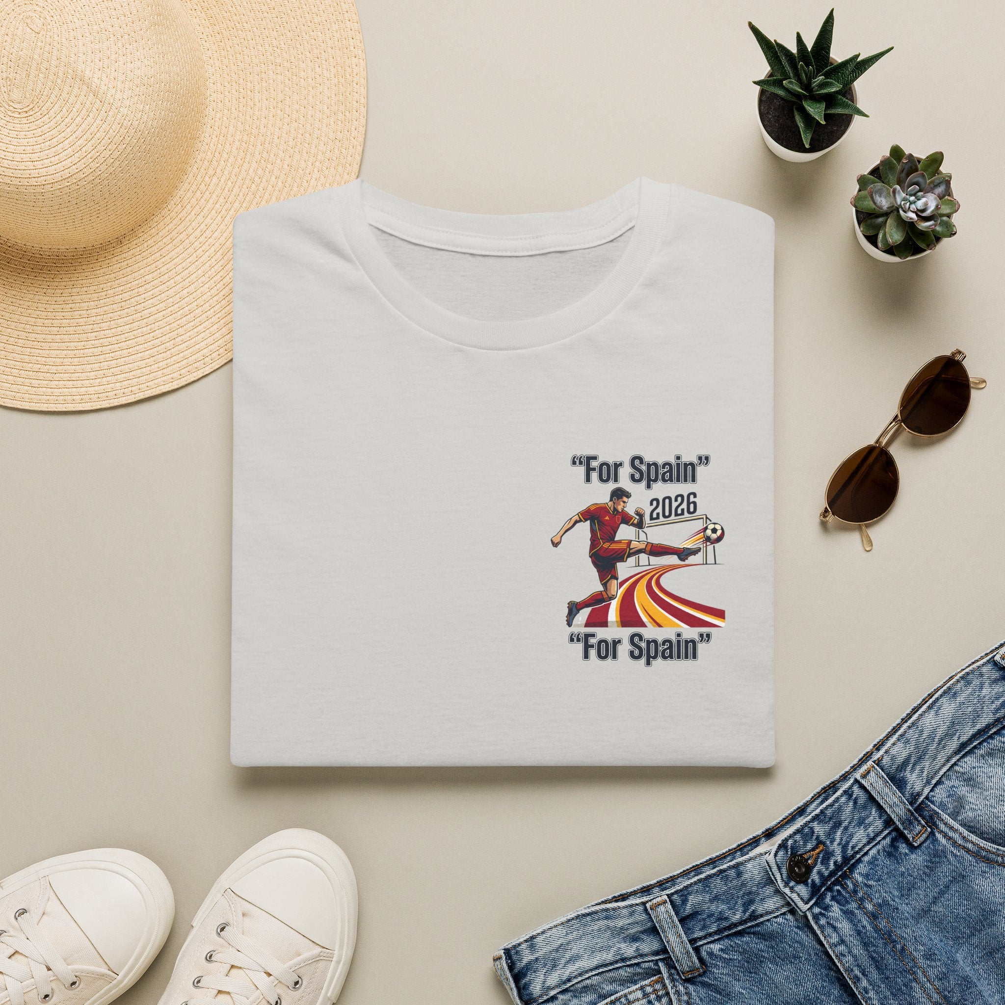 "For Spain" 2026 Soccer Player T-Shirt | Spanish Flag Stripes