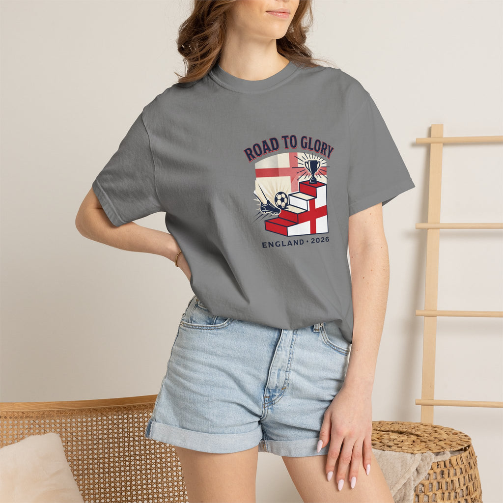 Road to Glory England 2026 Soccer Crest T-Shirt | Football Graphic Tee
