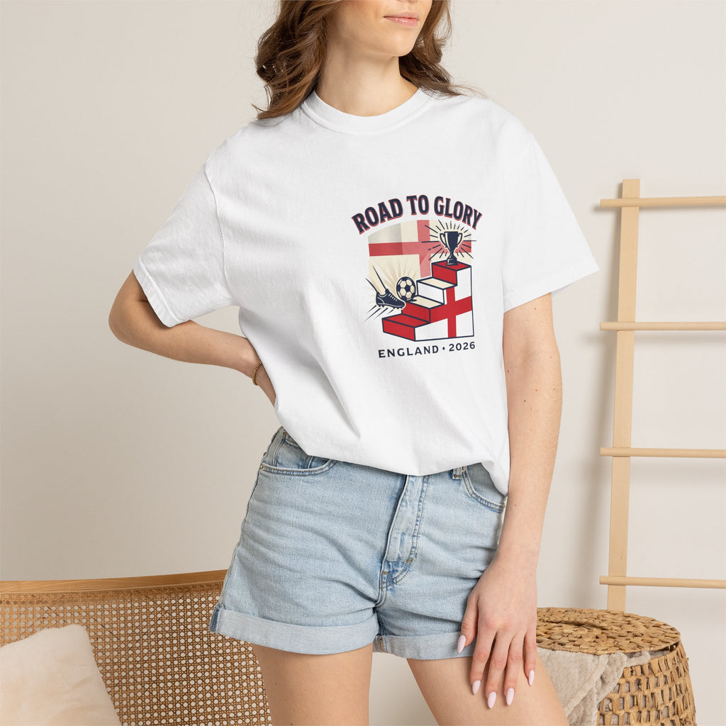 Road to Glory England 2026 Soccer Crest T-Shirt | Football Graphic Tee