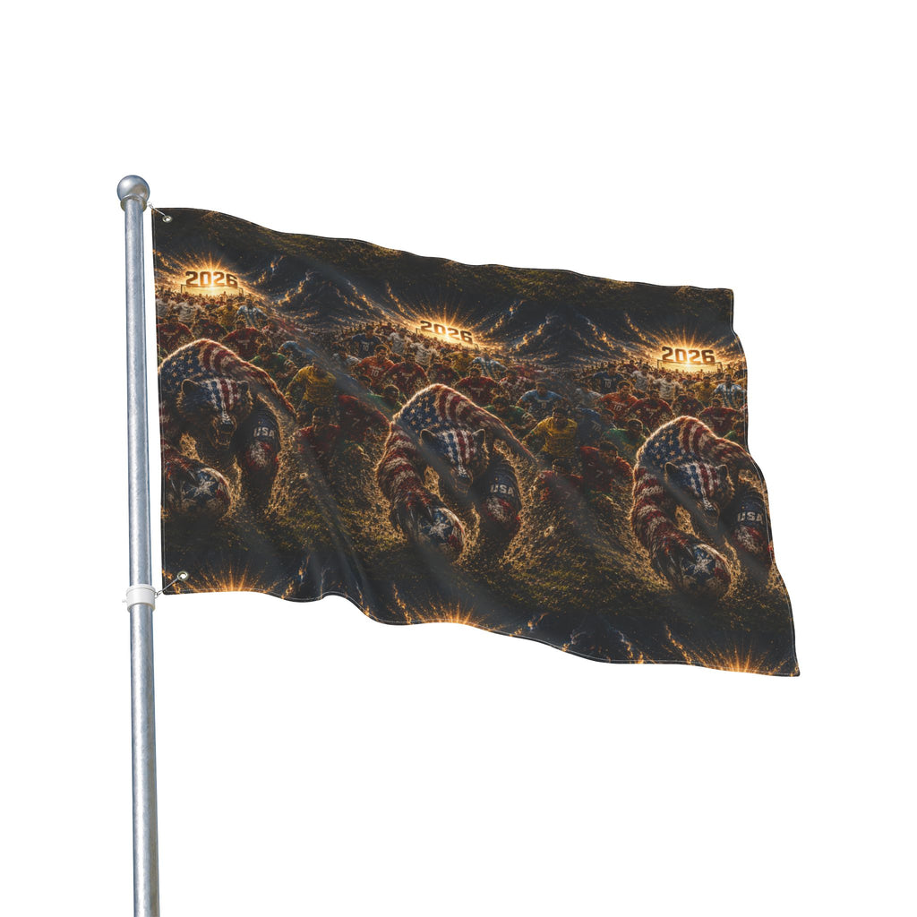 2026 USA Bear Soccer Double-Sided Flag — Patriotic Sports Garden Banner