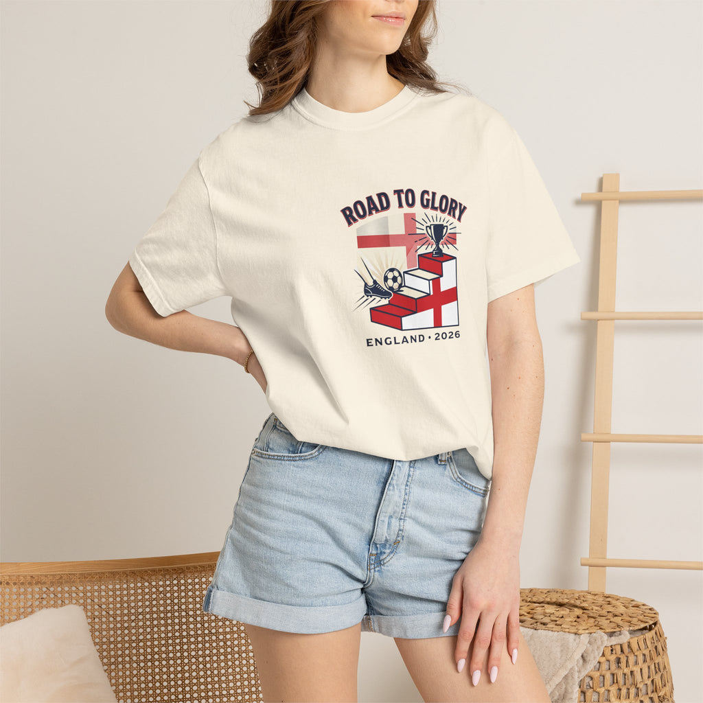 Road to Glory England 2026 Soccer Crest T-Shirt | Football Graphic Tee