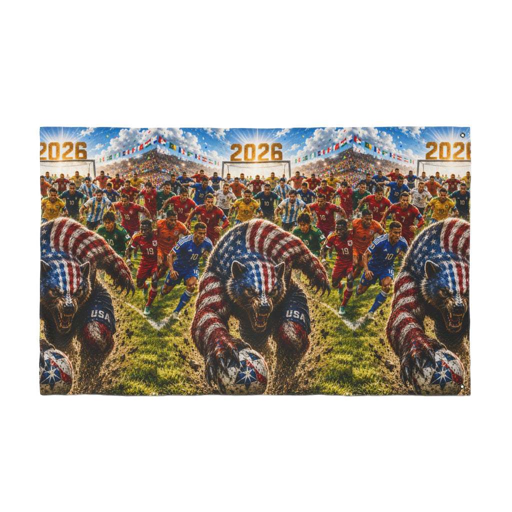 2026 USA Bear Soccer Double-Sided Flag — Patriotic Sports Garden Banner