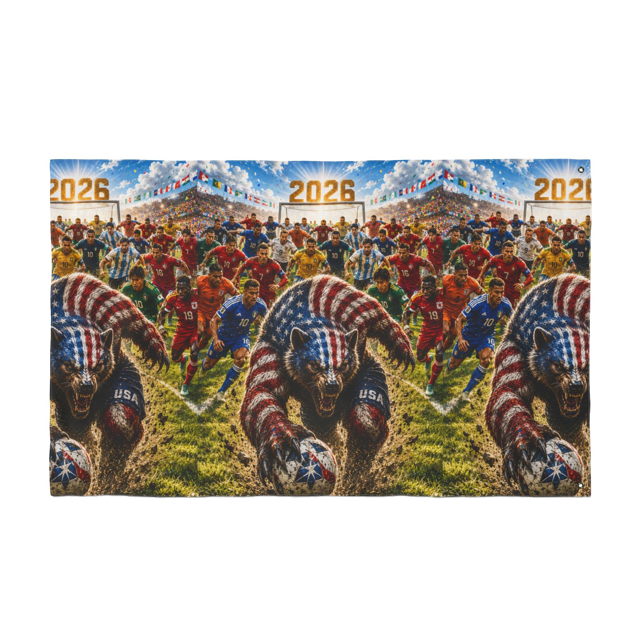 2026 USA Bear Soccer Double-Sided Flag — Patriotic Sports Garden Banner