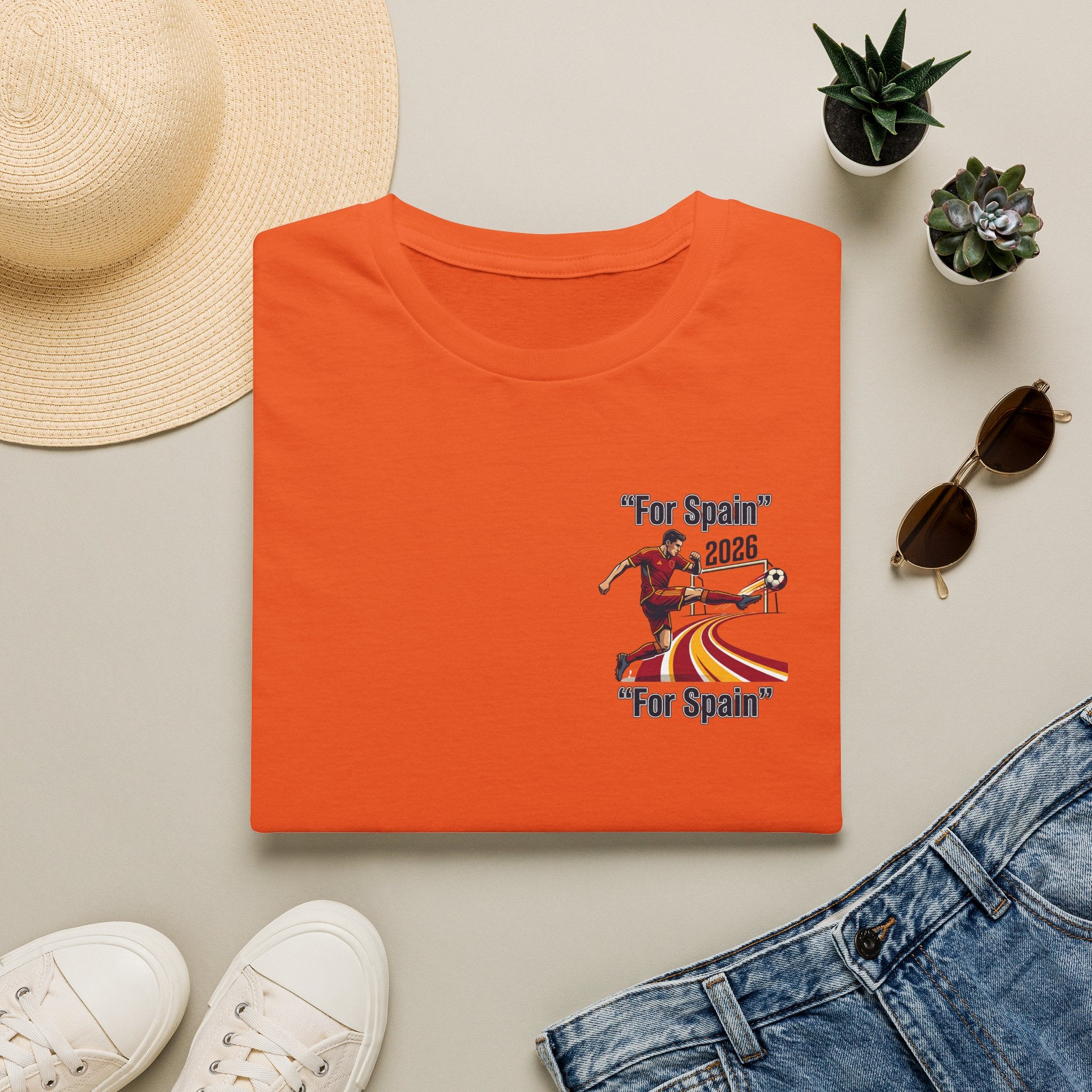 "For Spain" 2026 Soccer Player T-Shirt | Spanish Flag Stripes