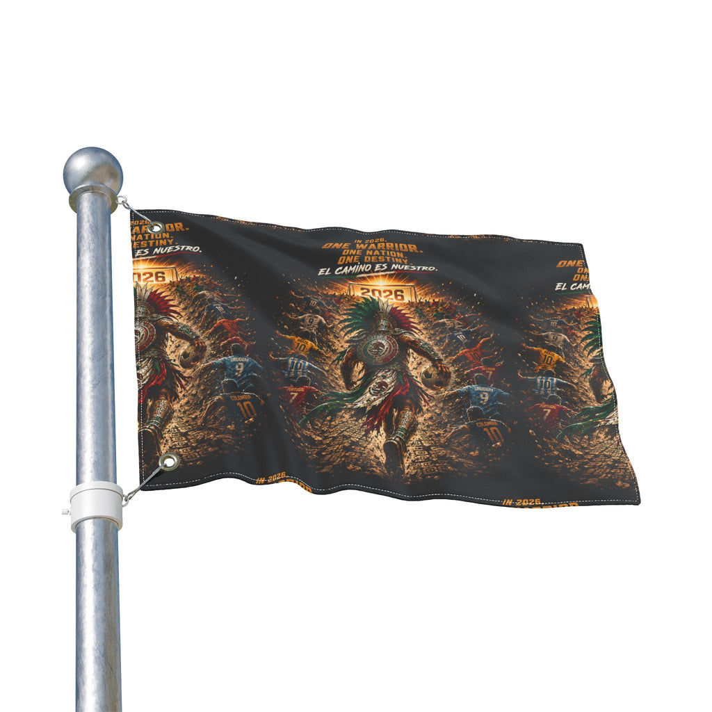 Aztec Warrior Double-Sided Decorative Flag — 'One Warrior, One Nation' 2026 Tribal Art