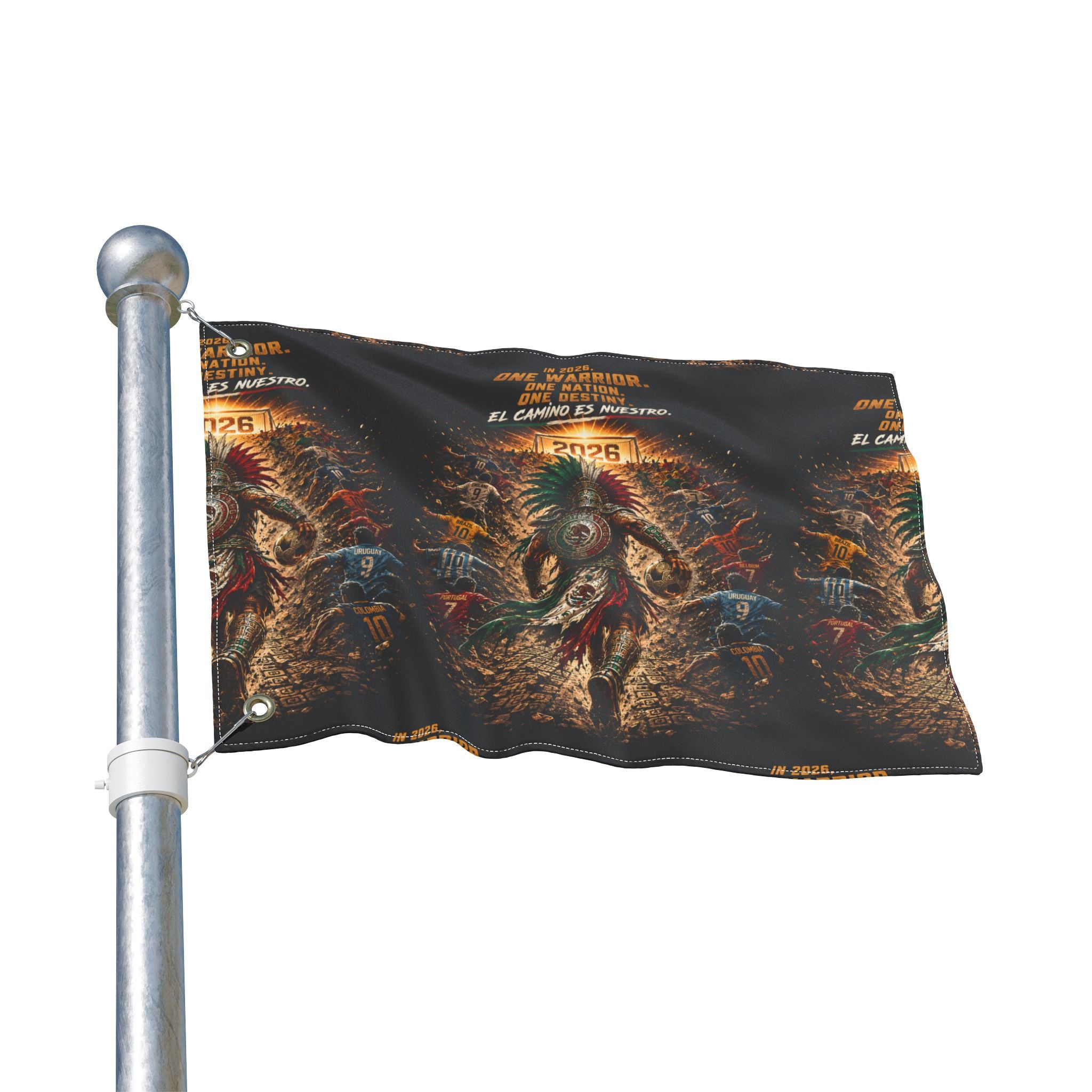 Aztec Warrior Double-Sided Decorative Flag — 'One Warrior, One Nation' 2026 Tribal Art