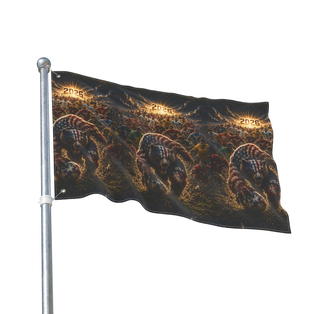 2026 USA Bear Soccer Double-Sided Flag — Patriotic Sports Garden Banner