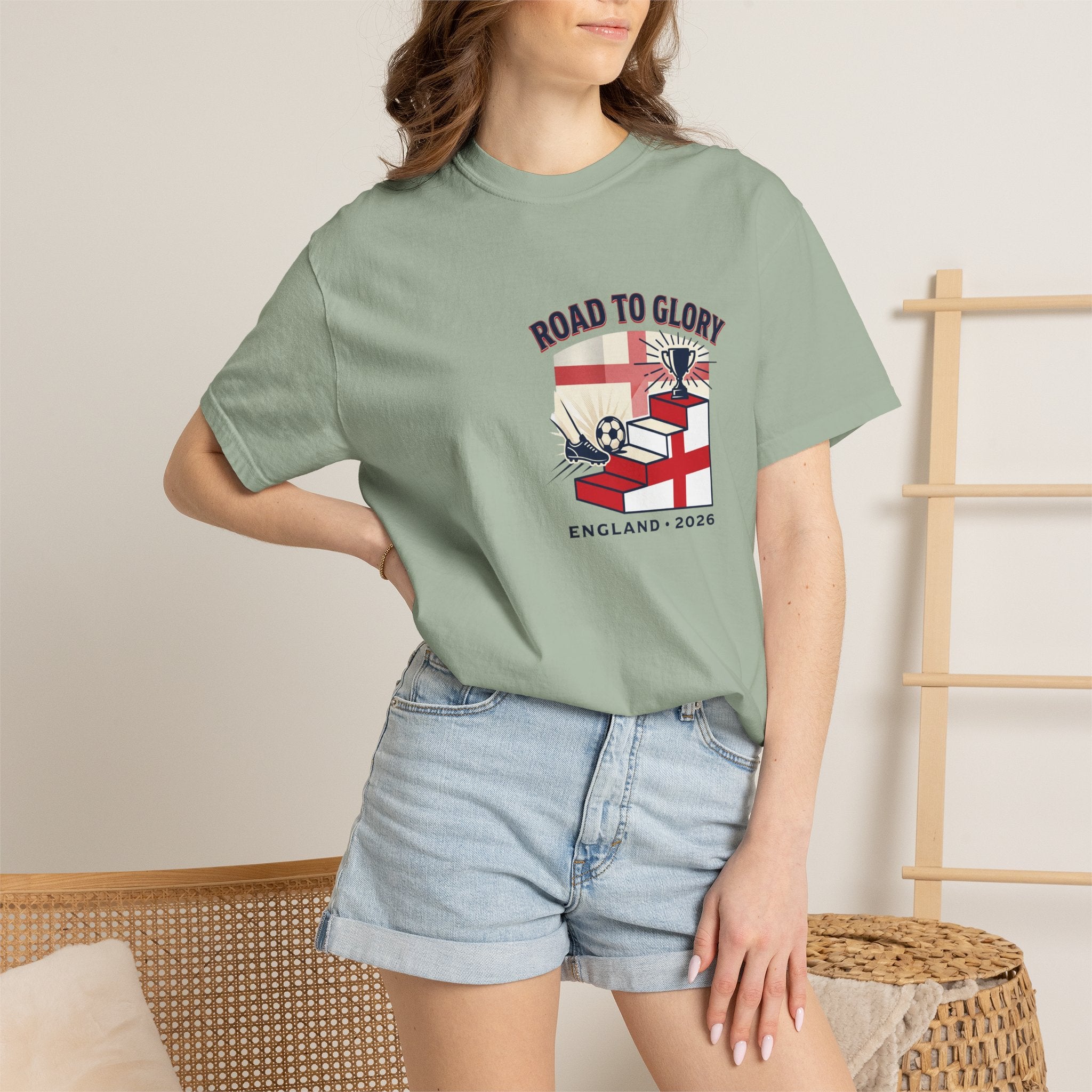 Road to Glory England 2026 Soccer Crest T-Shirt | Football Graphic Tee
