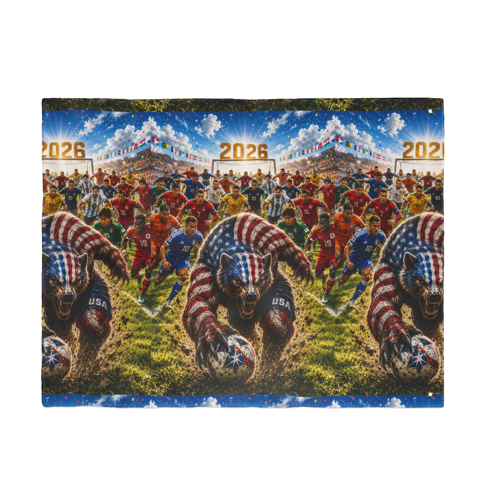2026 USA Bear Soccer Double-Sided Flag — Patriotic Sports Garden Banner