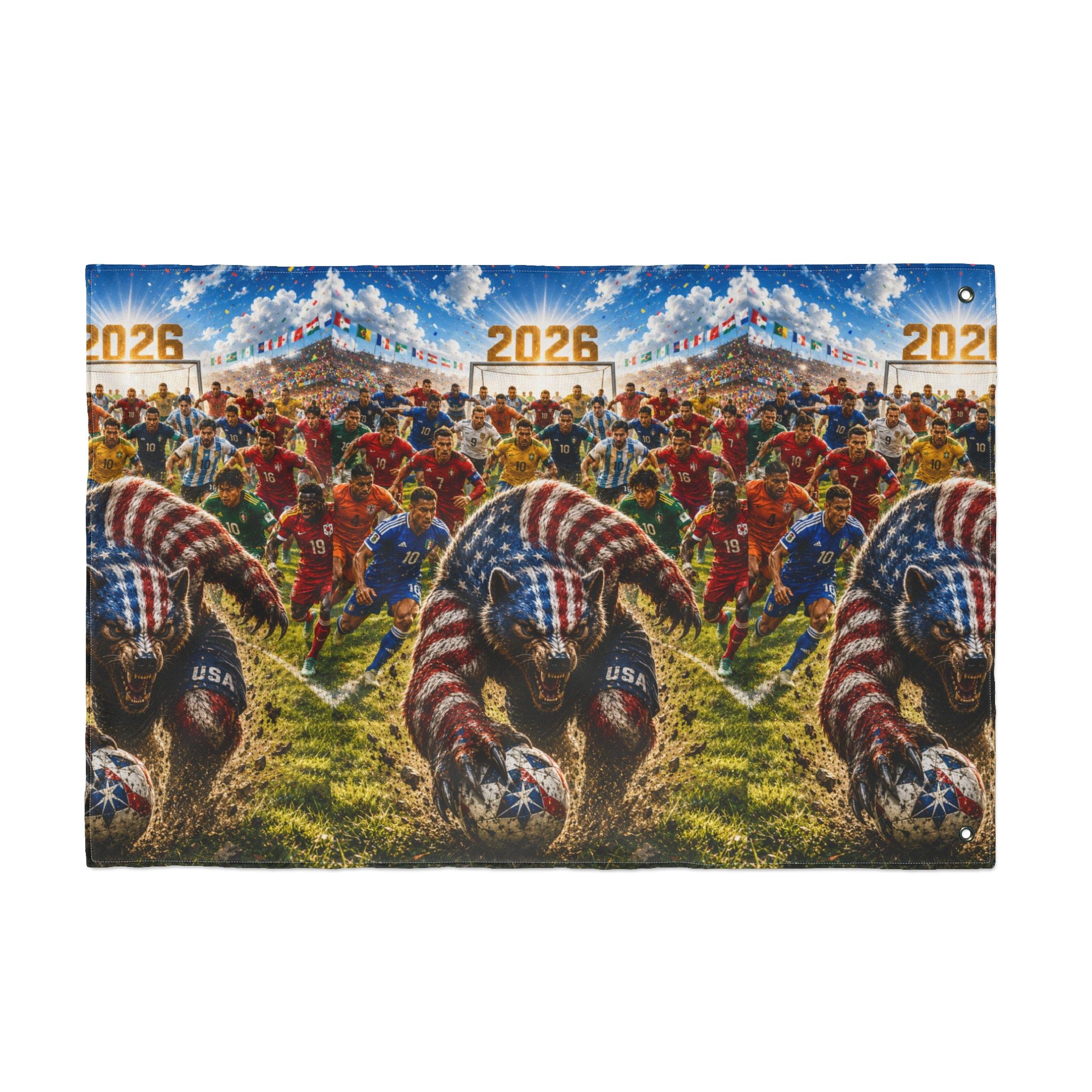 2026 USA Bear Soccer Double-Sided Flag — Patriotic Sports Garden Banner