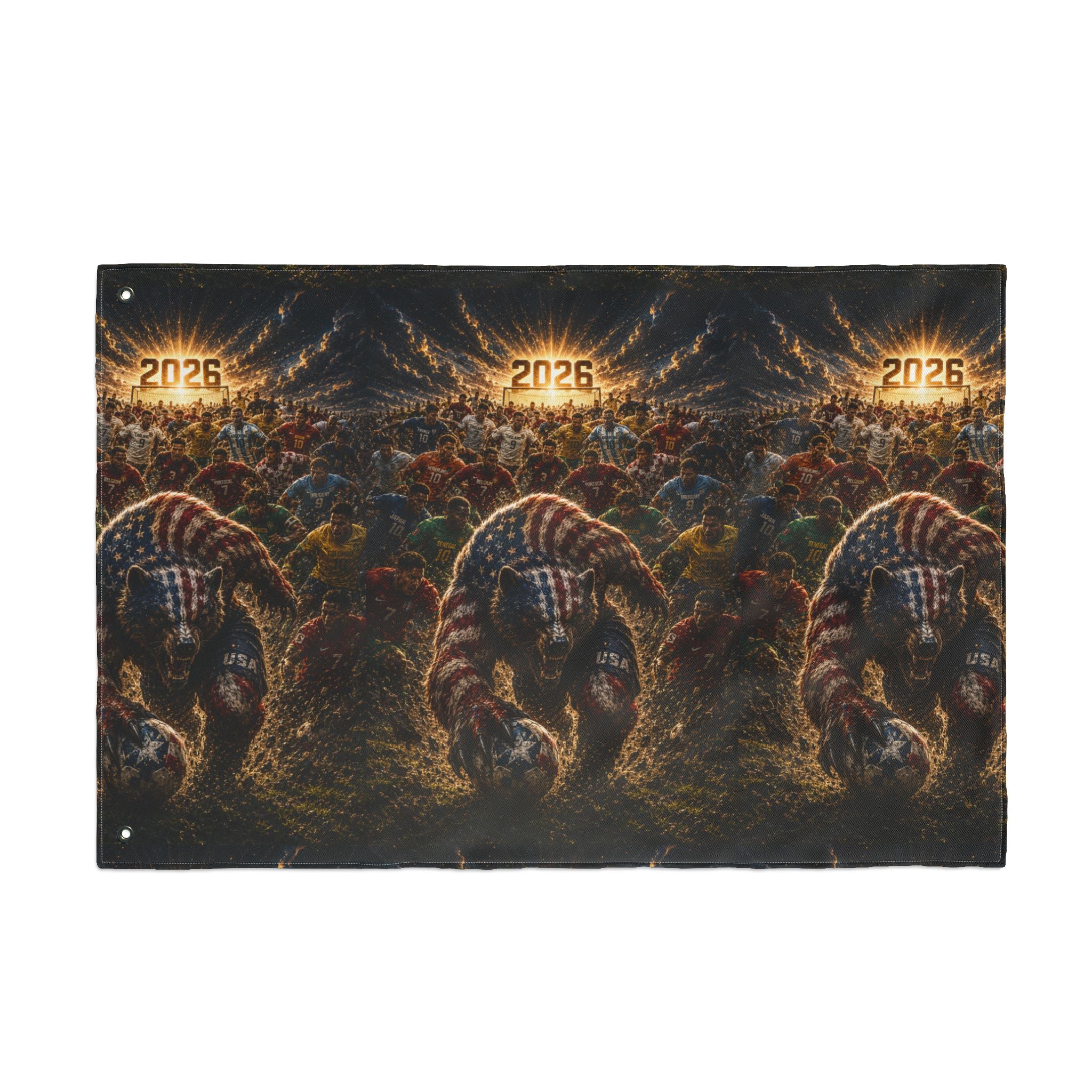 2026 USA Bear Soccer Double-Sided Flag — Patriotic Sports Garden Banner
