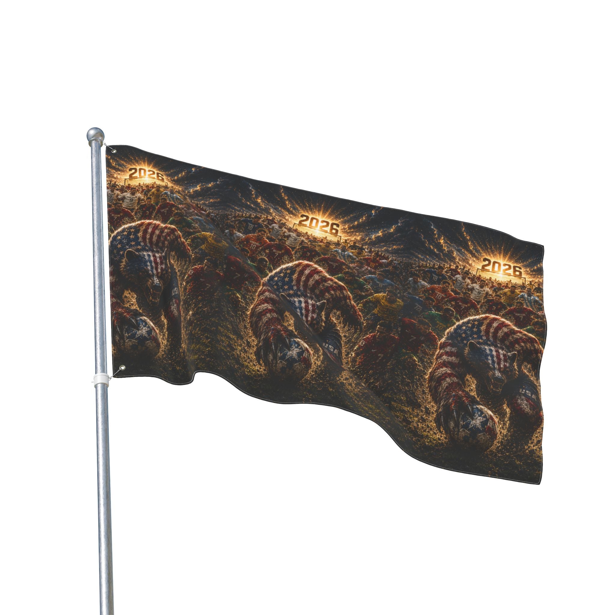 2026 USA Bear Soccer Double-Sided Flag — Patriotic Sports Garden Banner